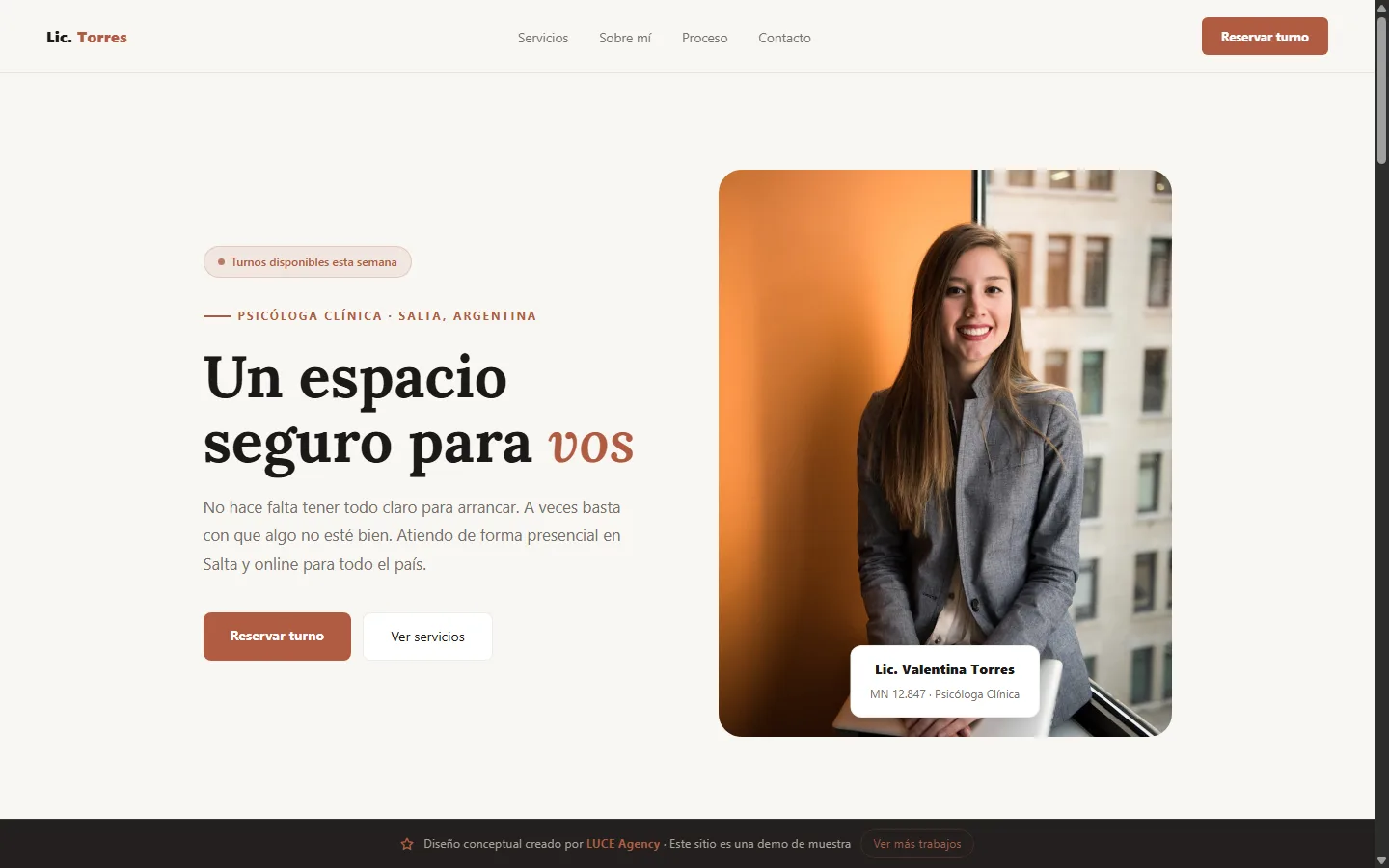 Landing page para profesionales - Diseño conceptual